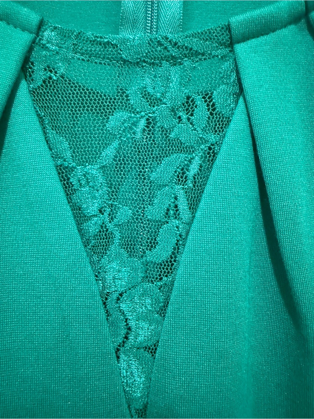 New York and Company Teal Lace-Shoulder Peplum Top - Picture 6 of 17